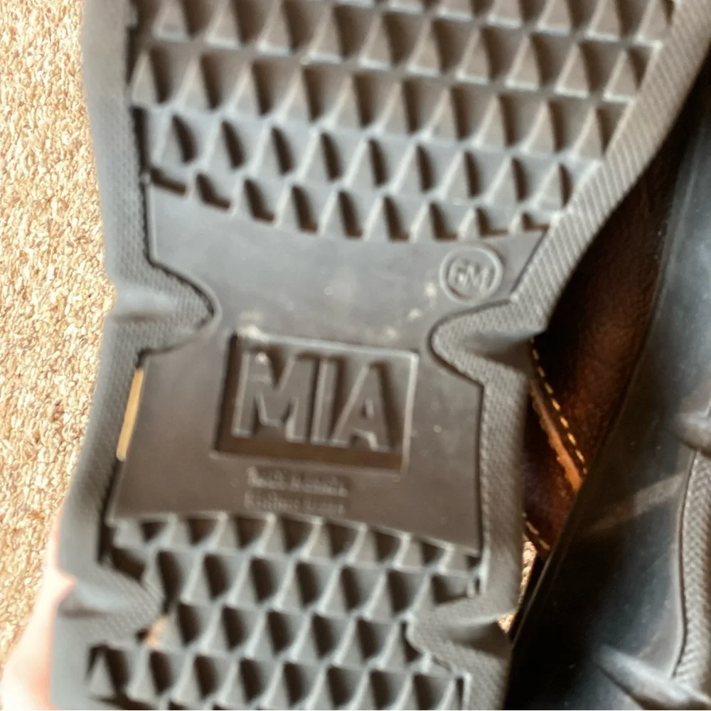 Mia Y2K Chunky Platform Leather Slip On Sandals Brown Womens Size 6 Vintage - Picture 4 of 5